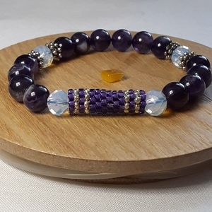Hand Crafted Amethyst and Blue Opal Bracelet